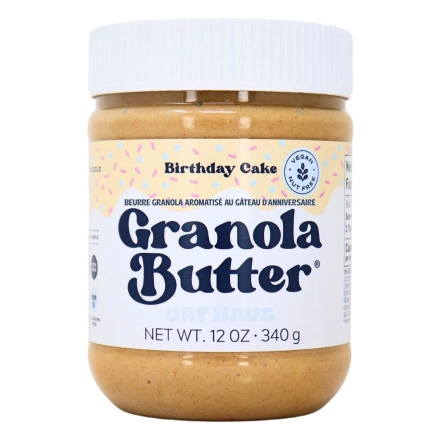 Front of Oat Haus Granola Butter Birthday Cake - Nut Free Spread - Gluten Free Oat Butter - Granola Butter