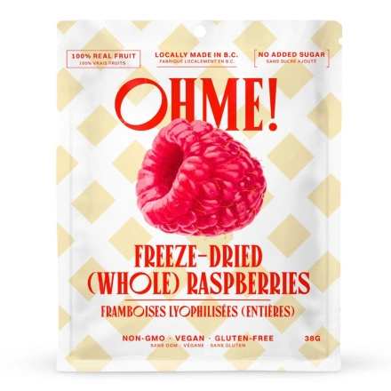 Front of OHME! Freeze-Dried Raspberries - Freeze Dried Berries 