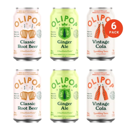 OLIPOP Sparkling Tonic Prebiotic Soda Classic Flavours Variety Pack