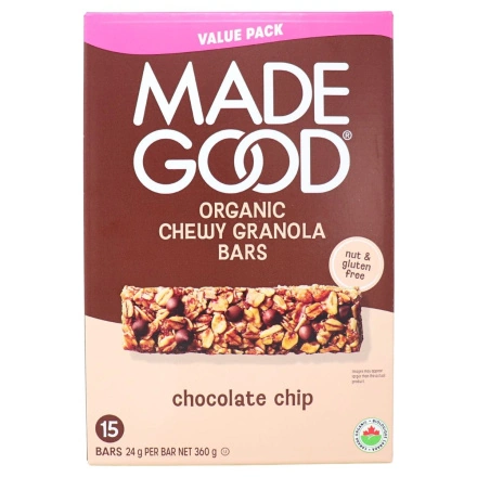 Front of MadeGood Allergen-Free Granola Bars Chocolate Chips - Madegood Snacks - Made Good Chocolate Chip Granola