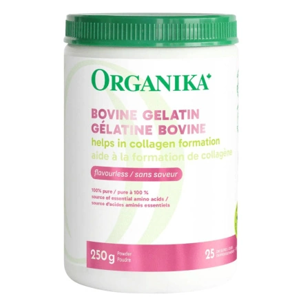 Front of Organika 100% Pure Grass Fed Bovine Gelatin Powder Original - Gelatin Powder - Bovine Gelatin - Grass Fed Gelatin