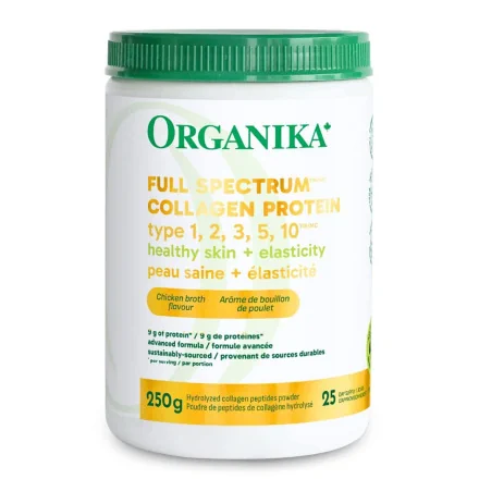 Front of Organika Full-Spectrum Collagen Powder Supplement Collagen Types 1, 2, 3, 5, and 10 - Grass Fed Collagen Powder - Best Collagen Supplement For Skin - Different Types Of Collagen