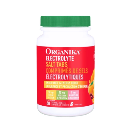 Organika Electrolyte Salt Tabs Fruit Punch, 60 Chewable Tablets -  Organika Canada, Organika Electrolyte, Organika Health