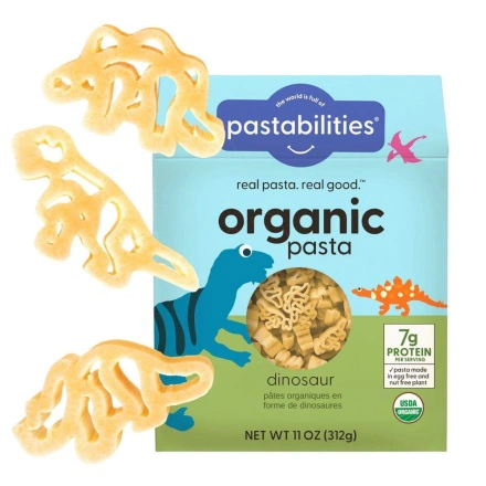 Front of Pastabilities Organic Dinosaur Pasta - Organic Pasta - High Protein Pasta - Pasta for Kids