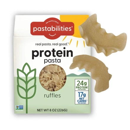 Pastabilities High Protein Pasta Ruffles, 226g - Protein Noodles, High Protein Noodles, Egg Free Pasta, Vegan Pasta Noodles
