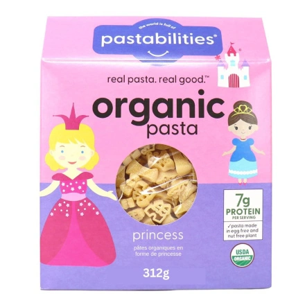 Front of Pastabilities Organic Princess Pasta - Organic pasta - High Protein pasta - Pasta for Kids
