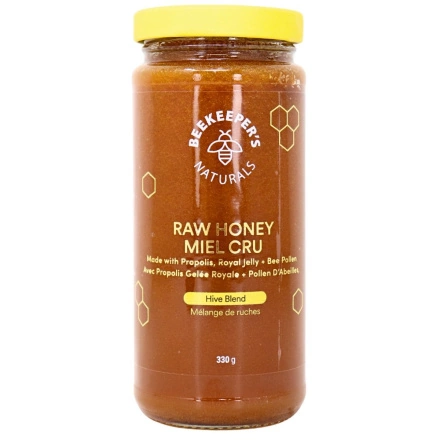 Front of Beekeeper's Naturals Raw Honey - Raw Honey with Bee Pollen - Honey Benefit - Superfood Honey