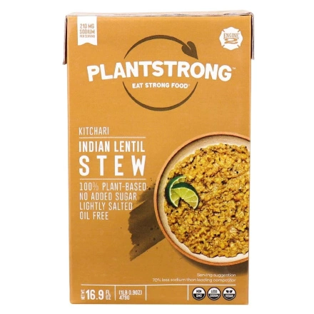 Front of PLANTSTRONG Plant-Based Kitchari Indian Lentil Stew, 479g