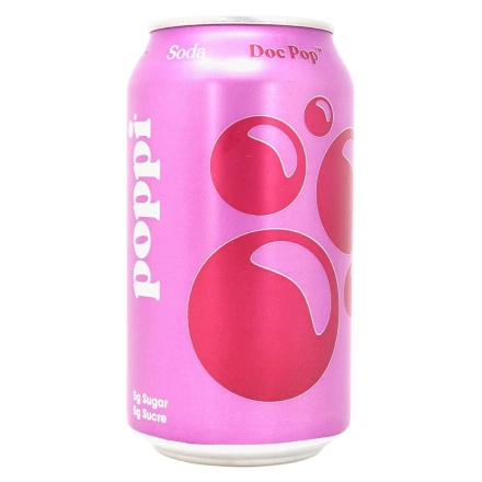Front of Poppi Prebiotic Soda Doc Pop