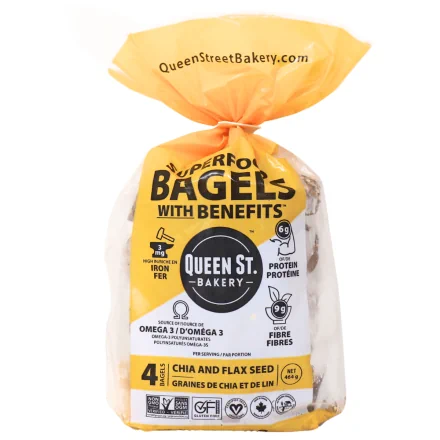 Queen St. Bakery Superfood Bagels With Benefits Chia & Flax Seed Front