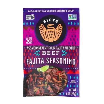 Front of Siete Fajitas Seasoning Mix Spice Mix Beef Fajitas