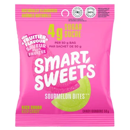 Front of SmartSweets Sourmelon Bites - Low Sugar Watermelon Candy - Keto Candy - High Fibre Candy