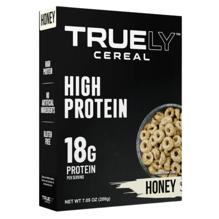 Front of Truely Protein Cereal Honey -  High-Protein Cereal - High in Protein Cereal - Cereals Gluten-Free