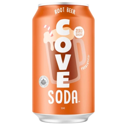 Front of Cove Soda Gut Healthy Soda Probiotic Soda Root Beer Soft Drink Alternative