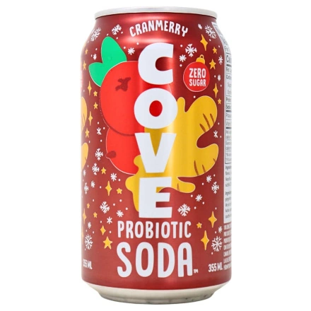 Front of Cove Soda - Probiotic Soda - Zero Sugar Soda - Cove Cranmerry - Cranberry Soda
