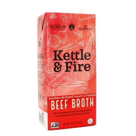 Front of  Kettle & Fire Grass-Fed Beef Cooking Broth,