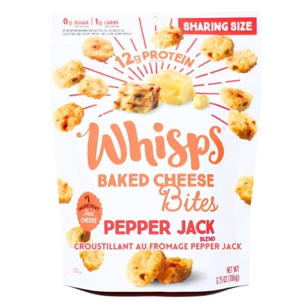 Front of Whisps Cheese Crisps Keto Cheese Chips Pepper Jack 