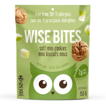 Front of Wise Bites Soft Mini Cookies - Allergen Free Cookies - Gluten Free Cookies - Nut Free Cookies - Egg Free Cookies - Dairy Free Cookies - Gluten Free Vegan Cookies - Apple Pie Cookies