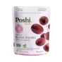 Front of Poshi Premium Black Pitted Olives with Chili & Garlic, 30g